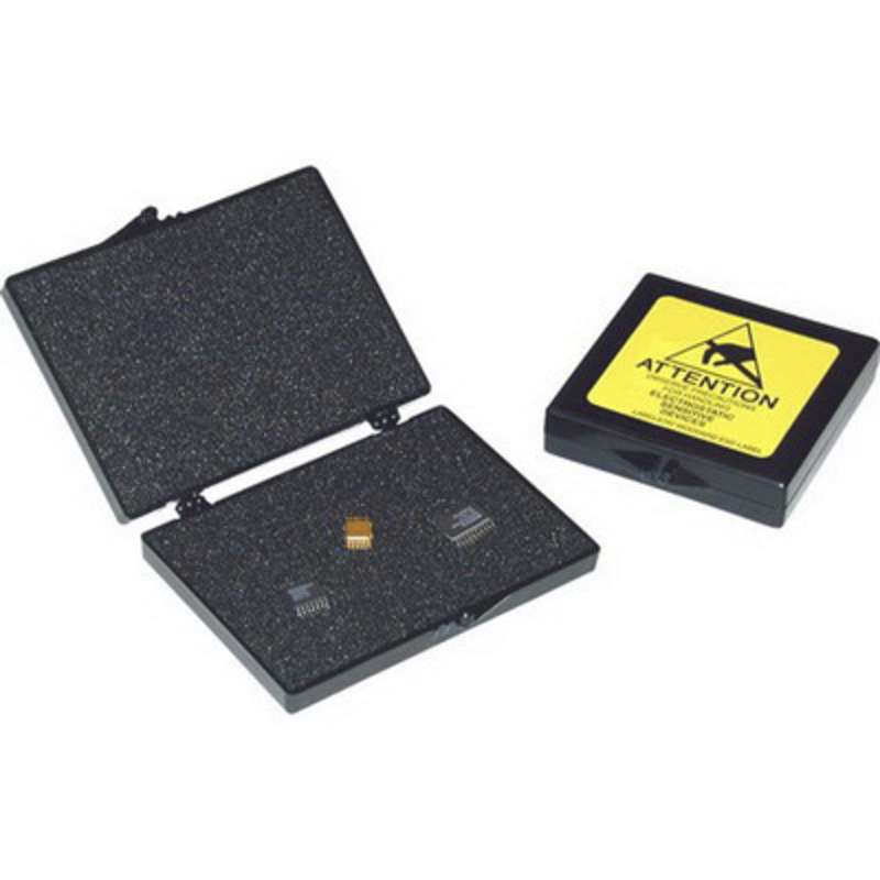 PillowStat? Hinged Conductive Plastic Box with Black Conductive Foam, 2-9/16 x 3-1/2 x 1/2"